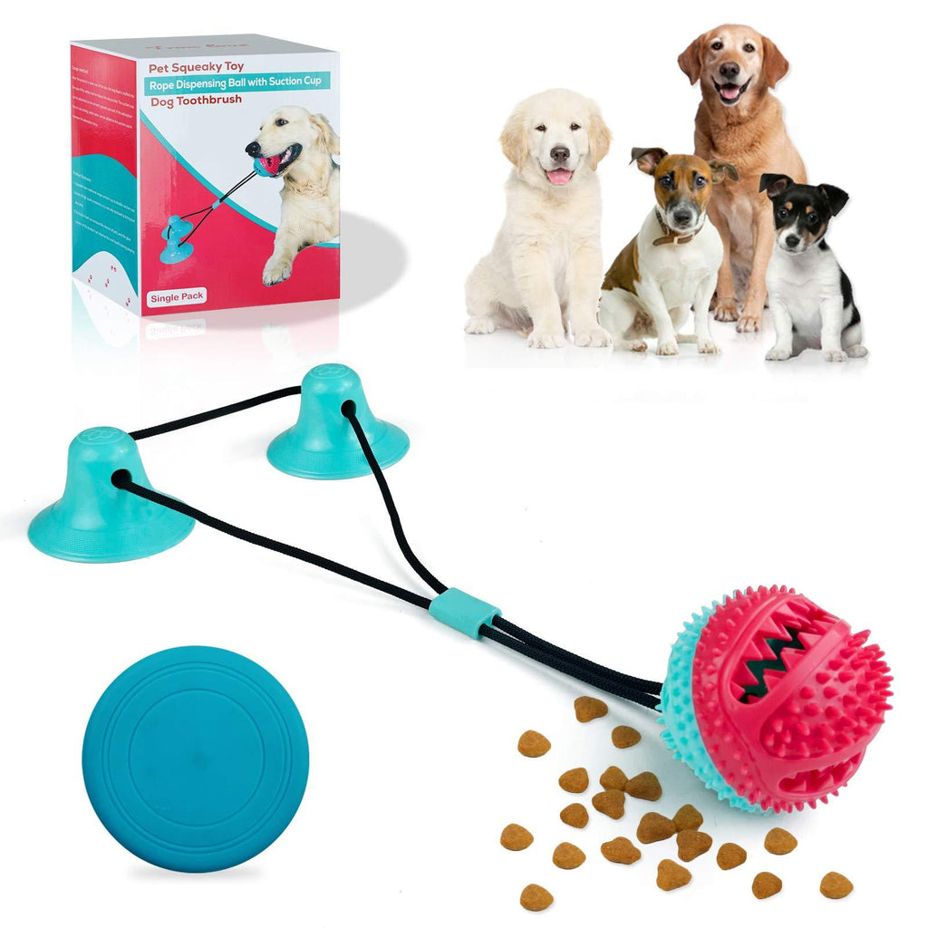 Tug of War Dog Chew Toy with Double Suction Cup - Interactive Dog Toys for Aggressive Chewers Dog Puzzle Toys for Teeth Cleaning and Food Dispensing-Includes Bonus Dog Toy Frisbee - PawsPlanet Australia