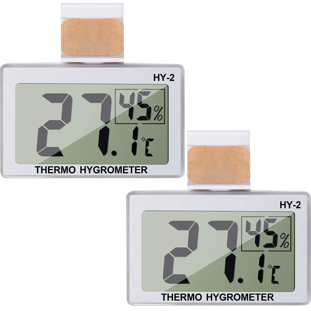 Weewooday 2 Pieces Reptile Hygrometer Thermometer Digital Temperature Humidity Meter Gauge LCD Display Thermometer with Hook for Reptile Tanks Terrariums - PawsPlanet Australia