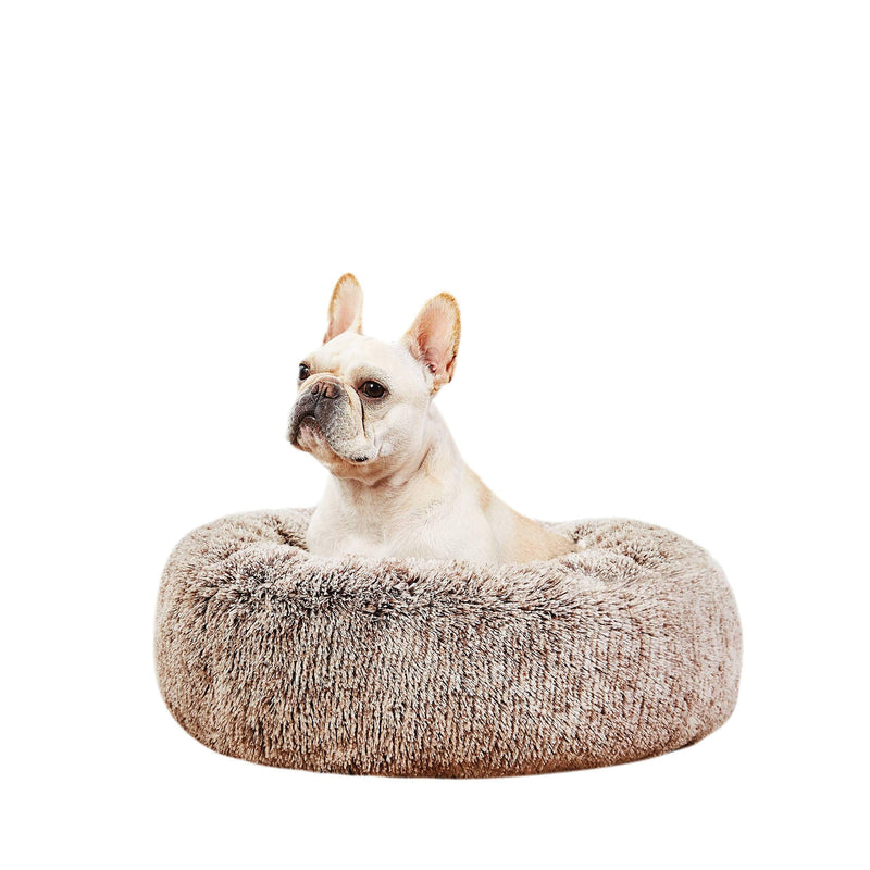 SAVFOX Long Plush Comfy Calming & Self-Warming Orthopedic Bed for Cat & Dog, Anti Anxiety, Furry, Soothing, Fluffy, Washable, Abbyspace, Untra Soft, Marshmellow Pet Donut Cuddler Bed Small Misty Brown - PawsPlanet Australia