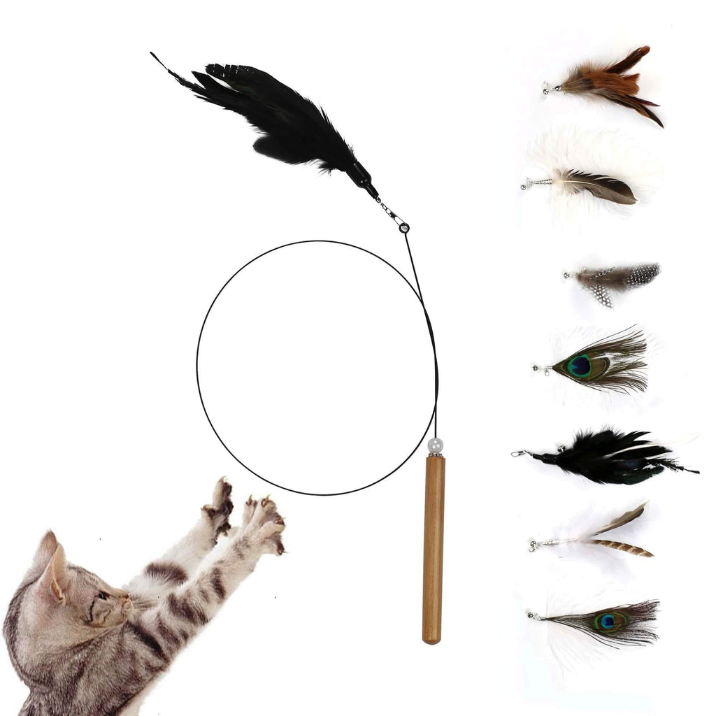 RUOXiAO Cat Toys for Interactive Feather Toys-Cat Wand Teaser Toys with 2 Tiny Fingers for Kitty and Small Pets. Feather Toy Kit - PawsPlanet Australia