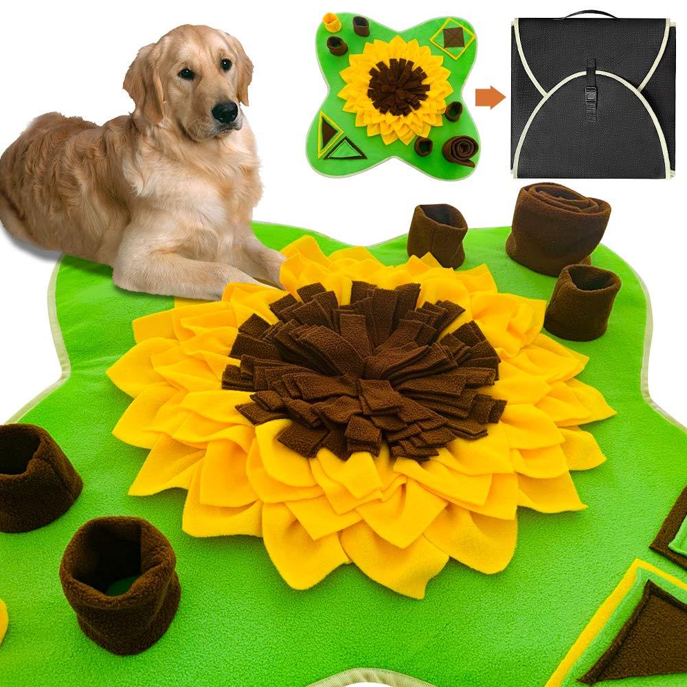 PetFun Dog Snuffle Mat for Feeding, Hunting, Foraging, Dogs Nosework Training Smell Toys-Treat Interactive Puzzle Dispenser, Slow Feeder Mat & Feed Game- Machine Washable Yellow - PawsPlanet Australia