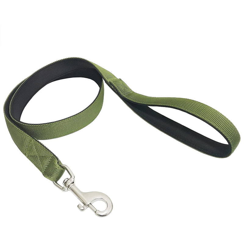 Dog Leash (4' Length) with Soft Foam, 100% Stainless Steel Clasp, 360° Rotating, Comfort Non-Slip Handle, for Small to Large Dogs (Army Green) Army Green - PawsPlanet Australia