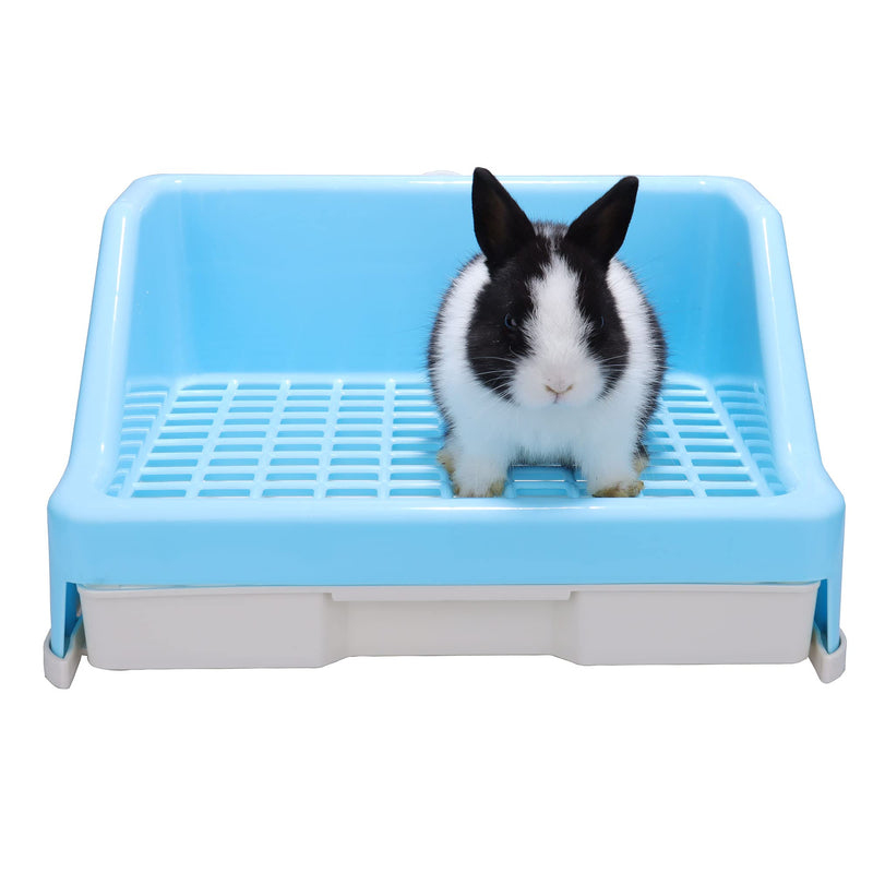 RUBYHOME Rabbit Litter Box with Drawer,Potty Trainer Corner Toilet Litter Bedding Box Bigger Pet Pan for Adult Guinea Pigs, Rabbits, Chinchilla, Galesaur, Ferret, Small Animals, 12 Inches (Blue) Blue - PawsPlanet Australia