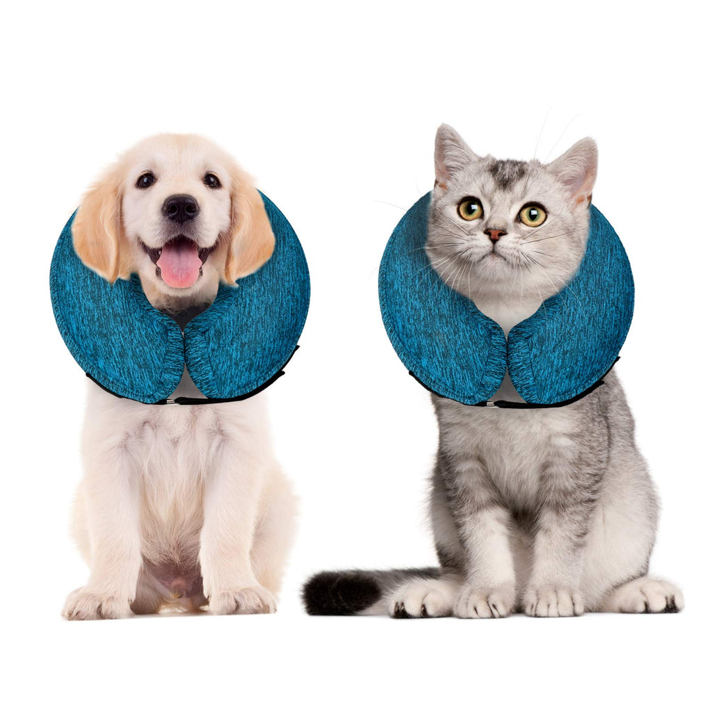 WONDAY Dog Cone for After Surgery, Pet Inflatable Collar Comfy Soft Dog Cone, Adjustable Protective Recovery Dog Collar for Wound Healing and Prevent from Biting & Scratching X-small (Pack of 1) Blue - PawsPlanet Australia