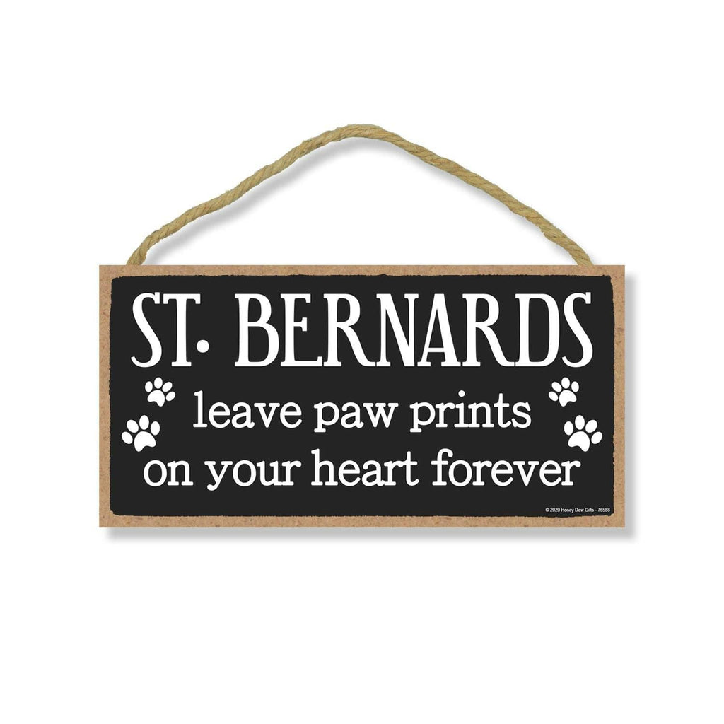 Honey Dew Gifts St. Bernards Leave Paw Prints, Wooden Pet Memorial Home Decor, Decorative Bereavement Wall Sign, 5 Inches by 10 Inches - PawsPlanet Australia
