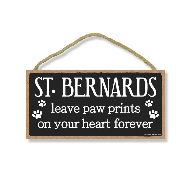 Honey Dew Gifts St. Bernards Leave Paw Prints, Wooden Pet Memorial Home Decor, Decorative Bereavement Wall Sign, 5 Inches by 10 Inches - PawsPlanet Australia