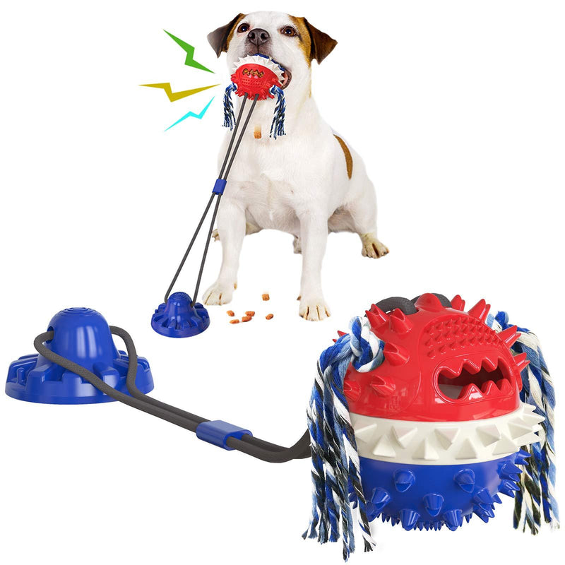 Dog Toys for Aggressive Chewers Large Breed, Suction Cup Dog Toy, Interactive Puzzle Tug of War Pull Toy, Squeaky Bouncing Treat Ball with Bite Rope - PawsPlanet Australia