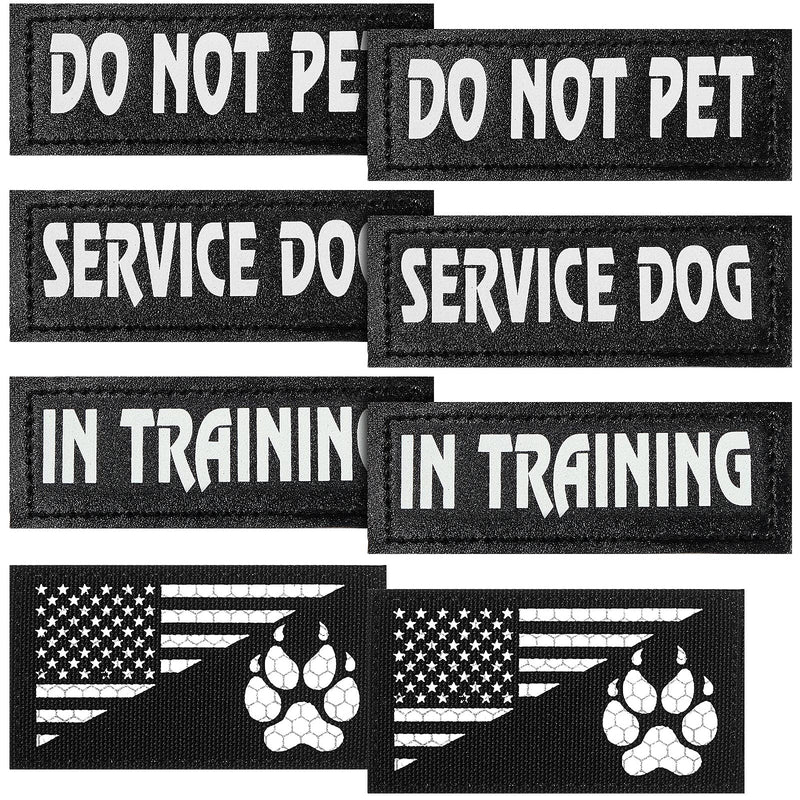 Weewooday 8 Pieces Reflective Dog Vest Patches, Removable Tactical Patches for Dog Harness Service Dog in Training and Dog Halter Patches with Printed Dog Paw and Flag (11 x 4 cm/ 4.33 x 1.57 Inch) 11 x 4 cm/ 4.33 x 1.57 Inch - PawsPlanet Australia