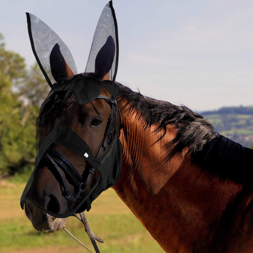 Geyoga Horse Fly Face Cover with Ears and Nose, Eye Protection Cover for Horse, Around Stable, Barn, Pasture and Trail Riding for Protecting Horse from Being Bitten and Sun - PawsPlanet Australia