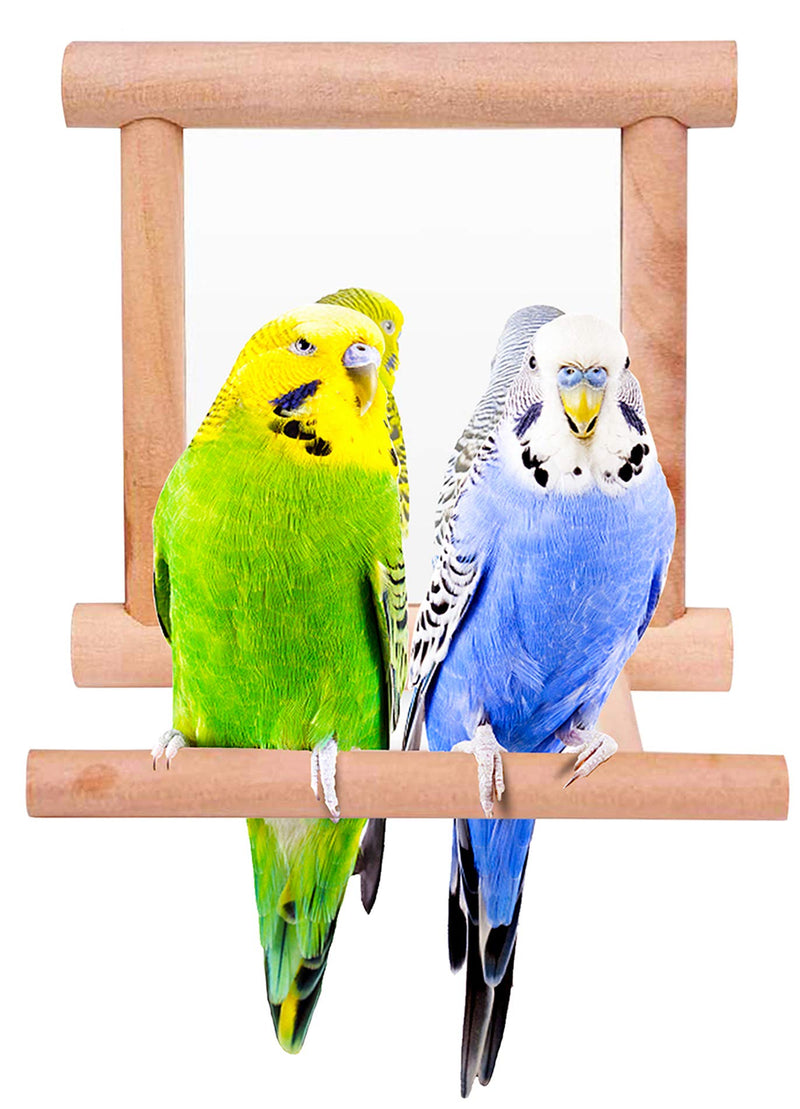Blessed family Bird Parakeet Mirror for Cage,Parrot Perch Stand,Wooden Hummingbird Swing Toy,Parakeet Accessories for Cockatiels Conure Finch Lovebird Canary African Grey Macaw 1 piece of bird mirror - PawsPlanet Australia