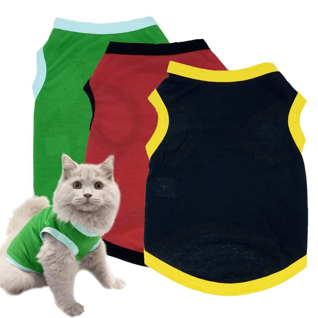 3 Pack Dog Shirts Puppy Clothes Blank Clothing, Pet Vest T-Shirts Cat Black Vests Apparel, Doggy Summer Shirt Soft Breathable Outfits for Small Extra Small Medium Large Dogs (XS) X-Small Black Red Green - PawsPlanet Australia
