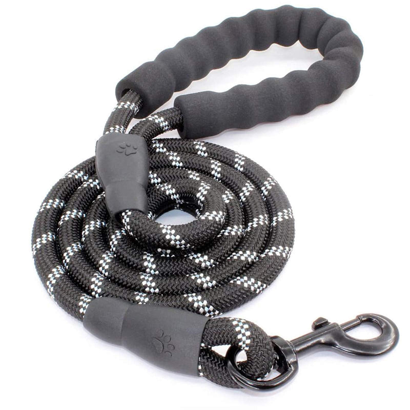 Strong Dog Leash 5 FT Heavy Duty Rope Leash with Soft Padded Handle and Highly Reflective Dog Leashs for Medium and Large Dogs Black 0.5in.x5ft.(for dogs weight 18-120lbs.) - PawsPlanet Australia