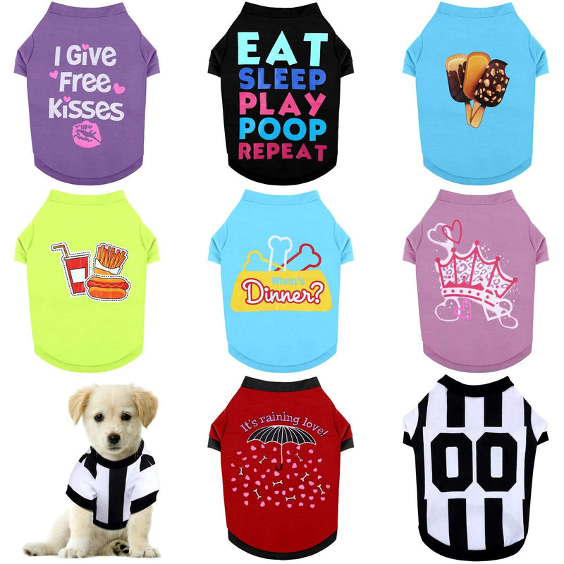 RUODON 8 Pieces Pet Breathable Shirts Printed Puppy Shirts Pet Sweatshirt Cute Dog Apparel Puppy Dog Clothes Soft T-Shirt for Pet Dogs and Cats Small - PawsPlanet Australia