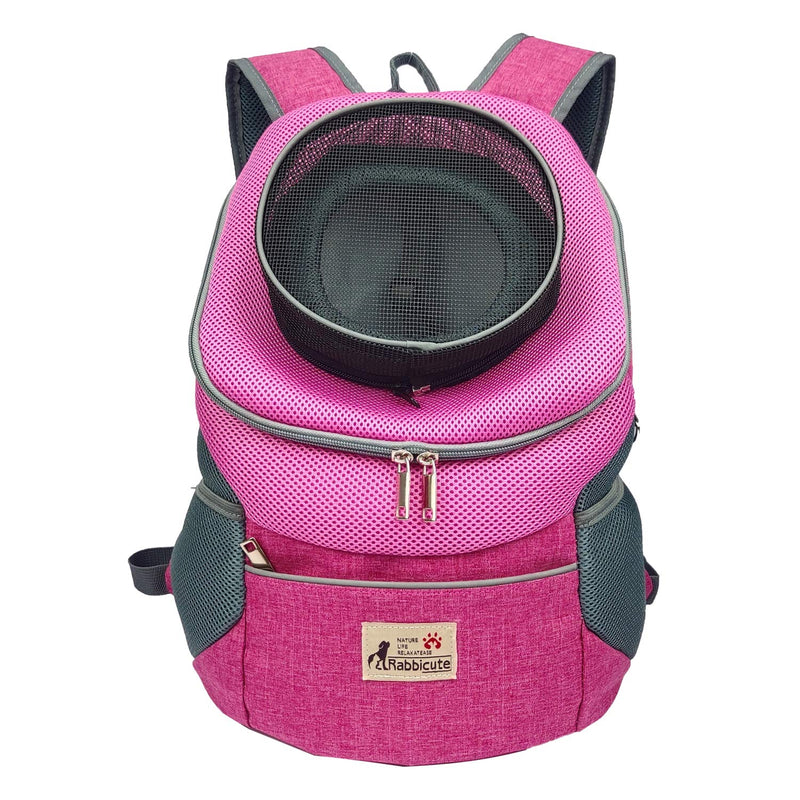Rabbicute Pet Carrier Backpack,Adjustable Breathable Front Pack Head Out Removable Design Pet Backpack Carrier Easy for Travelling Hiking Camping Outdoor Trip for Dog Cat Padded Shoulder bag for Puppy M (10.5"L*6.5"W*13"H) FUCHSIA - PawsPlanet Australia