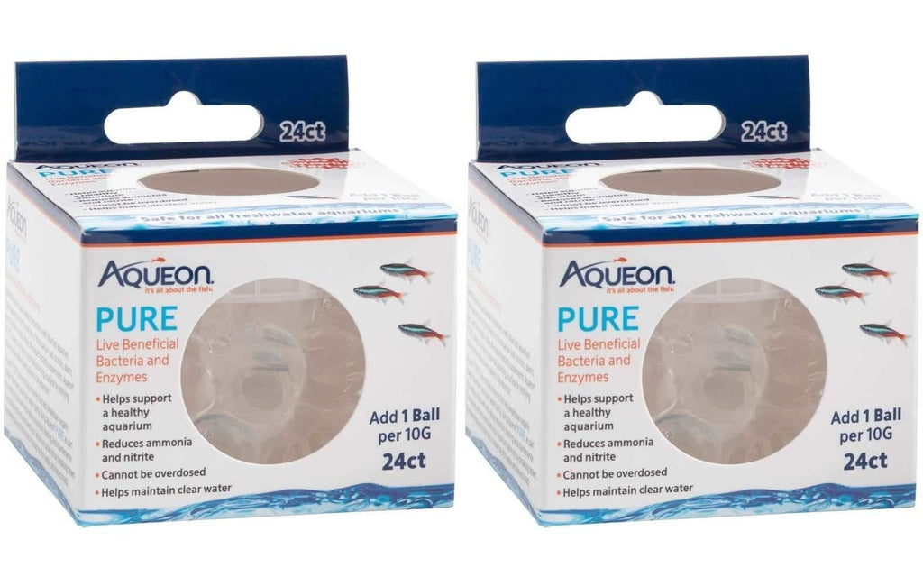 Aqueon 2 Pack of Pure Live Beneficial Bacteria and Enzymes for Aquariums, 24 Count Each, for 10 Gallon Aquariums - PawsPlanet Australia