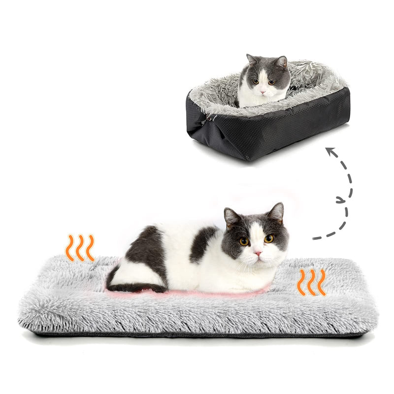 HDLKRR Cat Bed Small Dog Bed, Self Warming Cat Beds, Pet Cushion, Calming Dog Crate Bed, Plush Fluffy Cozy Dog Mat Faux Fur Pet Bed for Kittens Puppy, 23.6x19.7inch Black-N - PawsPlanet Australia