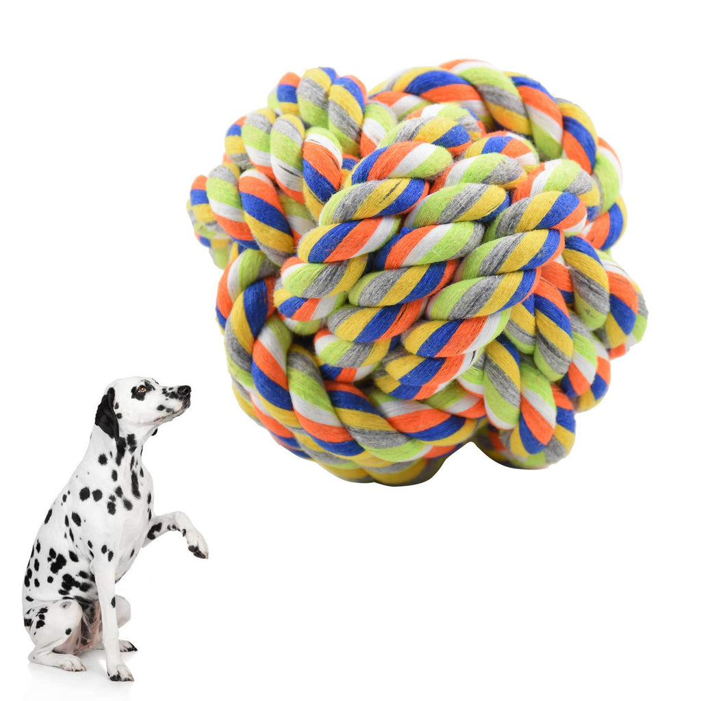Durable Dog Rope Ball, Large Dog Chew Ball Toys for Aggressive Chewers Teeth Cleaning 5.1in - PawsPlanet Australia