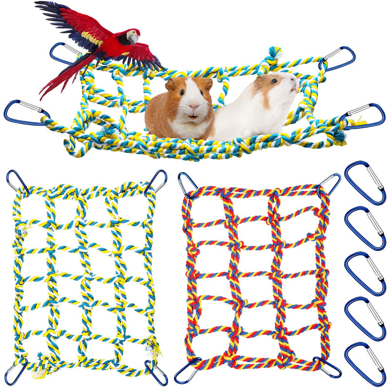 Weewooday 2 Pieces Bird Rope Net Hamster Rat Rope Net Pet Bird Climbing Small Animal Rope Net Ladder Durable Rope Bridge Rat Ferret Activity Toy for Small Animal Habitat Decor and Play - PawsPlanet Australia