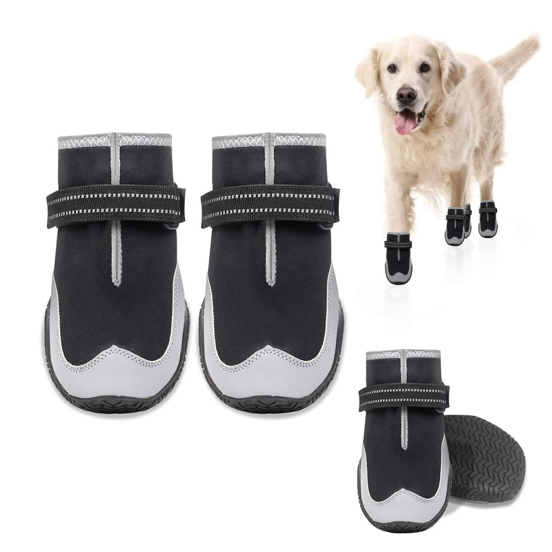 KEIYALOE Dog Shoes Waterproof Dogs Booties Protection Paw Breathable Anti-Slip Dog Rain Shoes Adjustable Reflective Straps for Small Medium Large Dogs 4PCS Size 1: 2.48" x 1.38" (L*W) for 10-19 lbs Black - PawsPlanet Australia