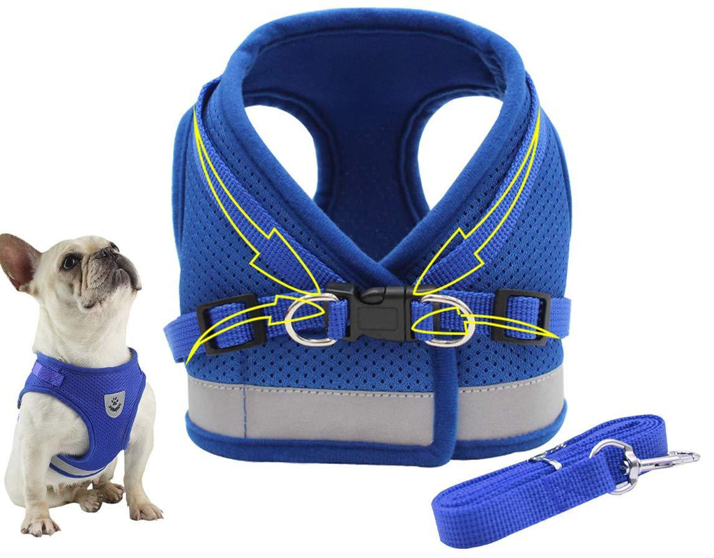 Cat Harness and Leash Set for Walking, Adjustable Small Dog Harness Reflective Soft Mesh Puppy Harness for Pet Kitten Rabbit Outdoor Harness (XS, Blue) XS - PawsPlanet Australia