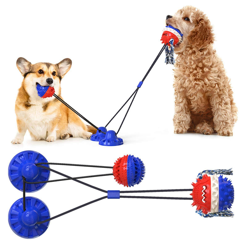 Dog Chew Toy, 2021 Upgraded Durable Natural Rubber Dog Ball Tug of War, Dog Rope Toys with Suction Cup for All Aggressive Chewers Small/Medium/Large Dogs Puppy - PawsPlanet Australia