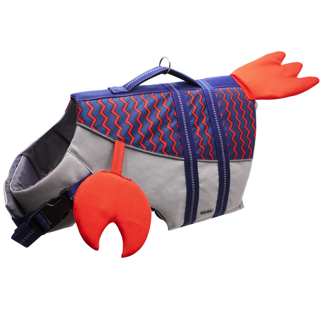 azuza Dog Life Jacket Safety Dog Life Vests for Swimming with Reflective Strips and Rescue Handle High Buoyancy Pet Swimsuit Lifesaver Coat for Medium and Large Dogs, Cute Lobster Design Chest_size: 22"-28.35" - PawsPlanet Australia