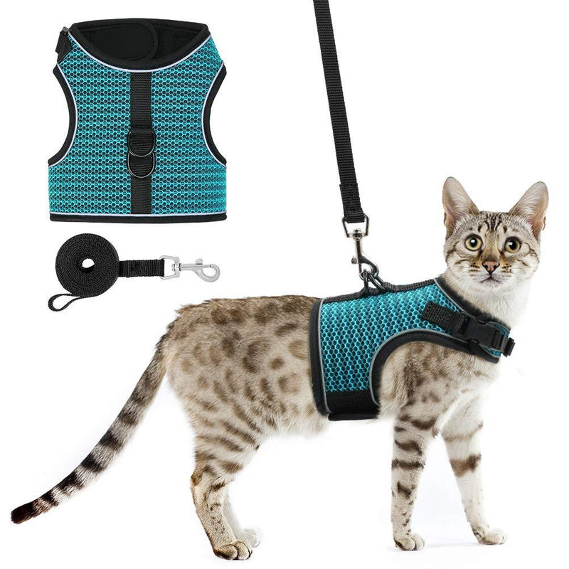PUPTECK Cat Harness and Leash - Escape Proof for Walking, Reflective and Breathable Cat Vest Harness with Safety Buckle, Easy Control and Adjustable for Small Medium Large Cats, Puppies - PawsPlanet Australia