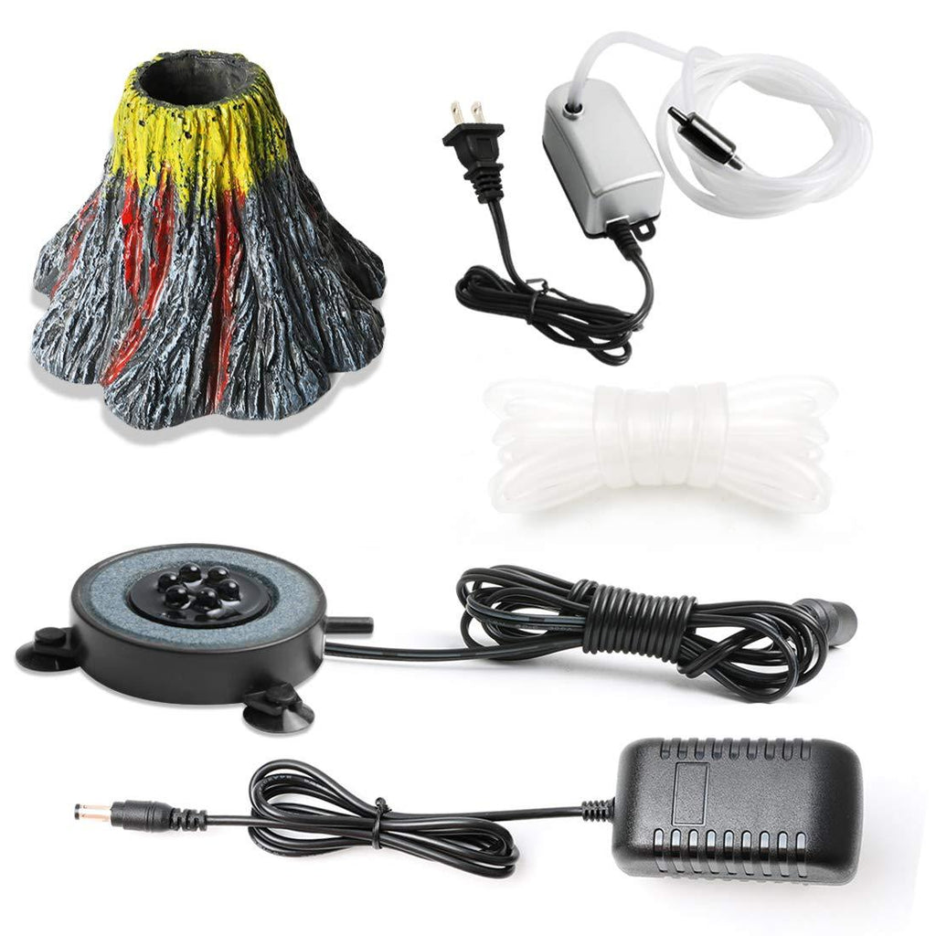 TXYDLED Aquarium Volcano Decoration Kits, 5W Colored Air Bubble Lights with 6 LEDs, Aquarium Decoration Lamps with Air Pump, Check Valves, Air Tube, Power Cable, Adapter - PawsPlanet Australia