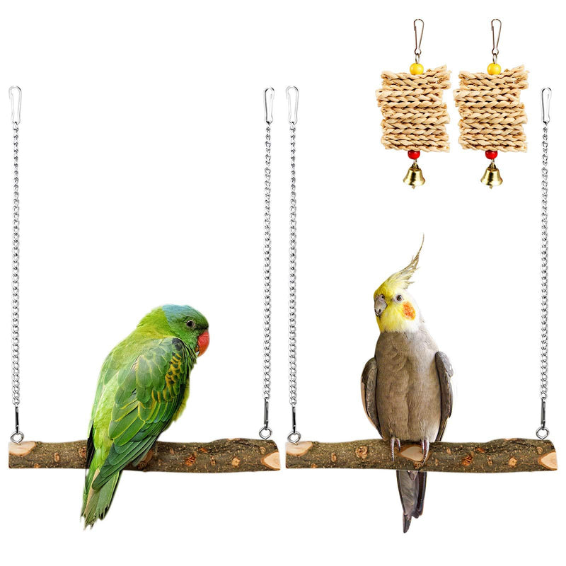 Roundler Pet Bird Swing, Parrot Cage Toys, Natural Wooden Swing Toys for Parakeet Cockatoo Cockatiel Conure Lovebirds Canaries Little Macaw African Parrot … style-2 - PawsPlanet Australia