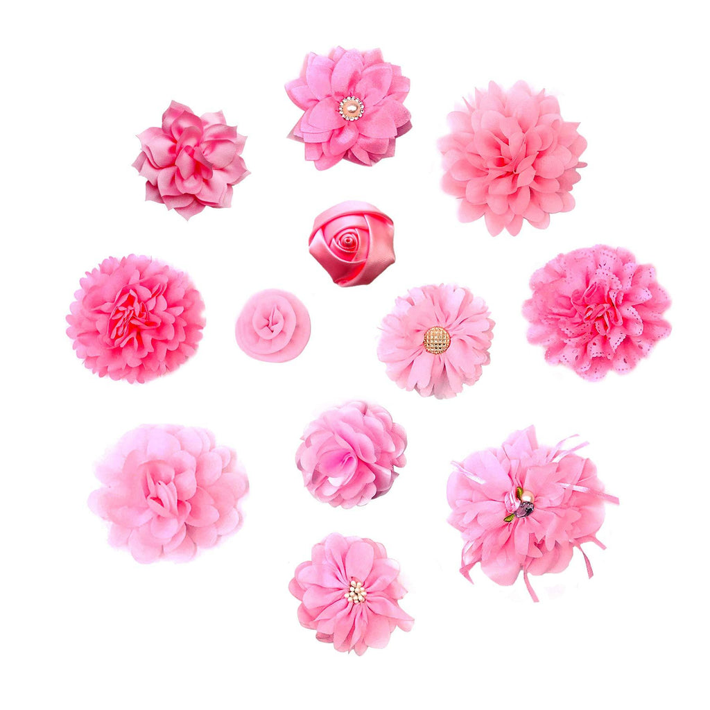 PET SHOW 12pcs Pink Dog Collar Bows and Flowers Attachment for Girls Puppies Cats Female Small Medium Dogs Collars Embellishment Decor for Wedding Birthday Parties Grooming Pet Collar Accessories - PawsPlanet Australia