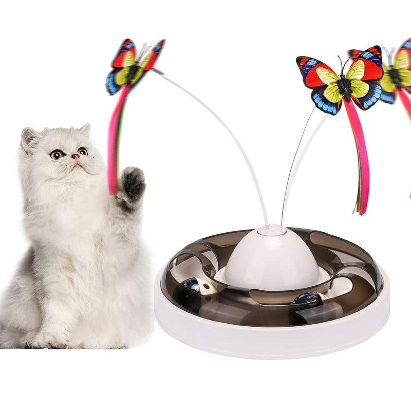 Elipark 2 in 1 Interactive Cat Toy-Automatic Cat Toys for Indoor Cats,Electric Rotating Butterfly & Ball Exercise Teaser Kitten Toys for Pet, 2 Butterfly Replacements Grey - PawsPlanet Australia