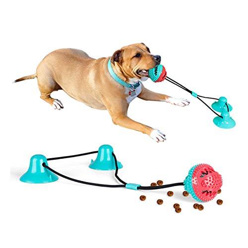 Richkasun Dog Chew Toys with Double Suction Cup Tug of War Toy with Bell Multifunctional Interactive Dog Tug of War Toy Teeth Cleaning and Food Dispensing - PawsPlanet Australia