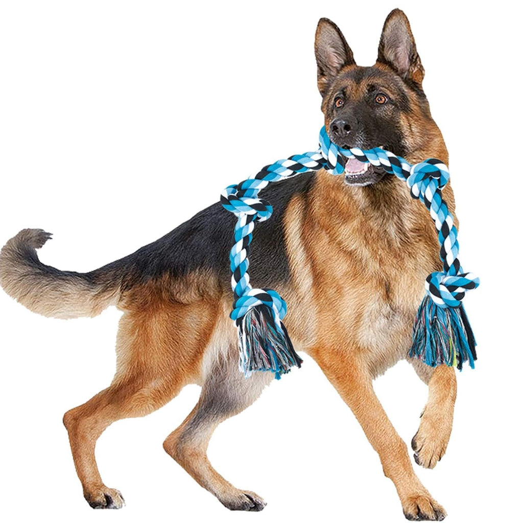 Angelland Dog Rope Toys for Aggressive Chewers - 5 Knot 30 Inch Indestructible Dog Chew Toys for Large Breed, Tough Heavy Duty Dog Toy Set for Medium Dogs, Interactive Tug of War Toy Gift - PawsPlanet Australia