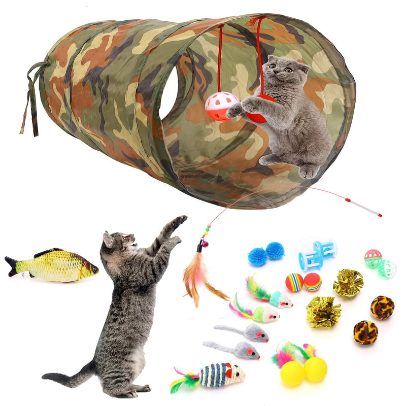 Homie Life Cat Toys Kitten Toys Assorted, Cat Tunnel Catnip Fish Feather Teaser Blue - PawsPlanet Australia