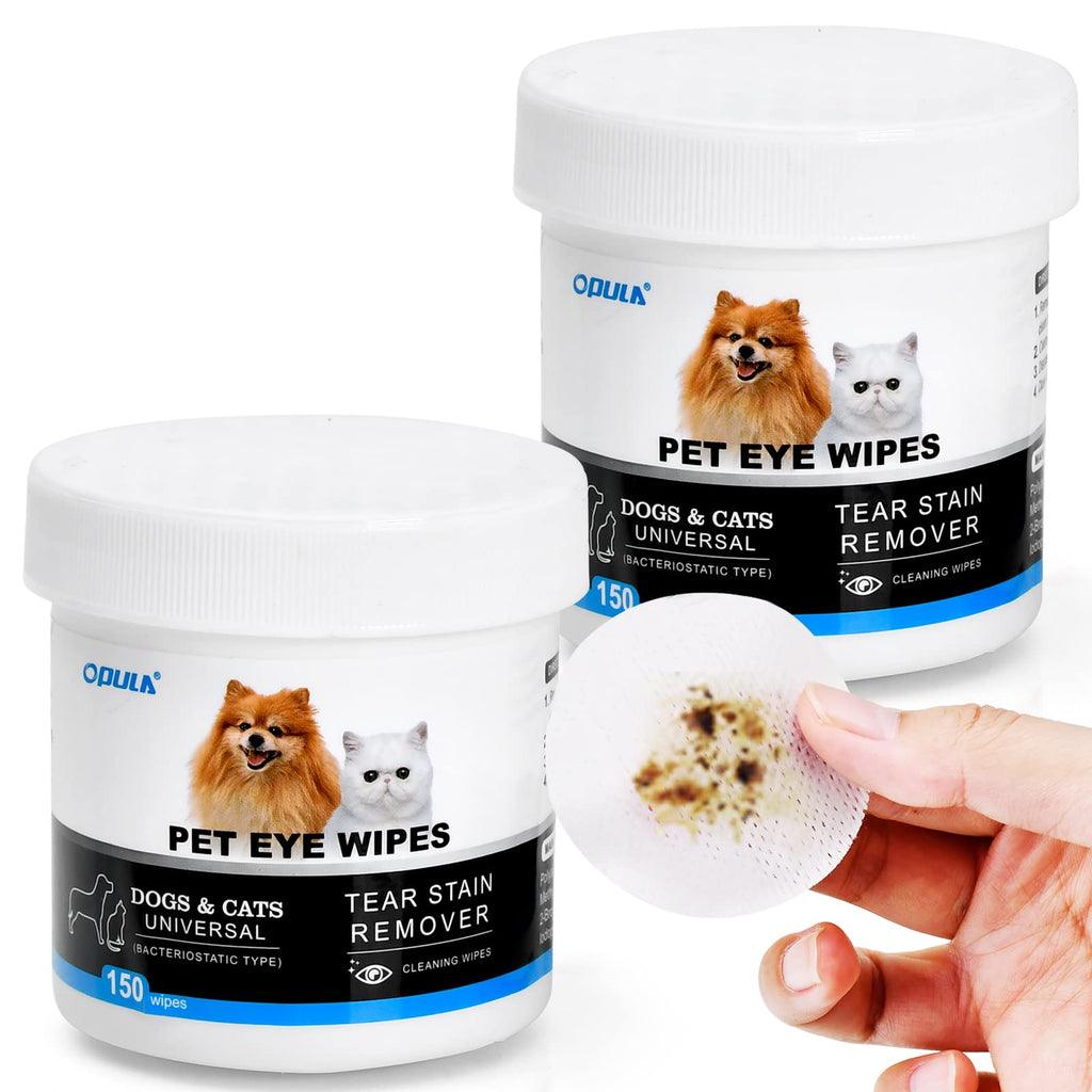 OPULA Dog Eye Wipes,Cat Dog Eye Cleaner,Pet Tear Stain Remover Wipes,300 Count Dog Eye Cleaning Wipes,Eye Cleaner Cotton Pads, Unscented Gentle Pet Tear Wipe 300 count（Pack of 2） - PawsPlanet Australia