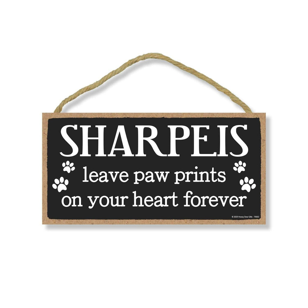 Honey Dew Gifts Sharpeis Leave Paw Prints, Wooden Pet Memorial Home Decor, Decorative Bereavement Wall Sign, 5 Inches by 10 Inches - PawsPlanet Australia