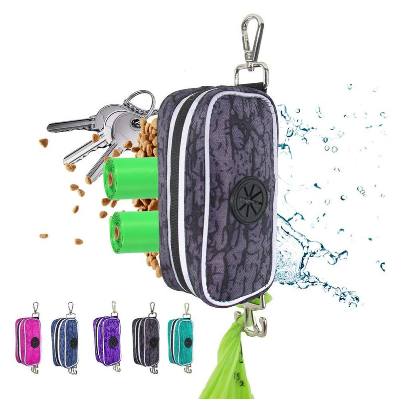 Poop Bag Holder, Dog Poop Bag Holder, Hand Free Waste Bags Holder, Portable Fabric Zipper Pouch/Leash Bag, Large Capacity for 2 Rolls (Black) Black - PawsPlanet Australia