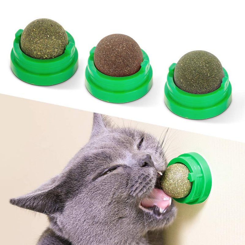 Potaroma 3 Silvervine Catnip Balls, Edible Kitty Toys for Cats Lick, Safe Healthy Kitten Chew Toys, Teeth Cleaning Dental Cat Toy, Cat Wall Treats - PawsPlanet Australia