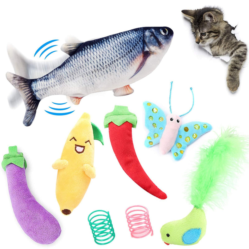 Floppy Fish Cat Toy, Realistic Flopping Fish Cat Toy, Lifetime Replacement, Interactive Cat Toys for Indoor Cats, Kitten Toys, Moving Fish Cat Catnip Toy, Cat Chew Toy, Automatic Cat Kicker Toy Carp+7Pcs - PawsPlanet Australia