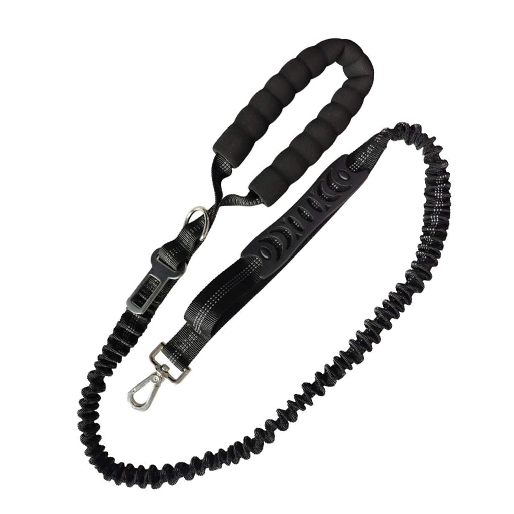 Fas Plus Multifunctional Dog Leashes (4FT-6FT) with Car Seat Belt and Padded Handle and Elastic Nylon and Reflective Threads for Medium and Large Dogs Black - PawsPlanet Australia