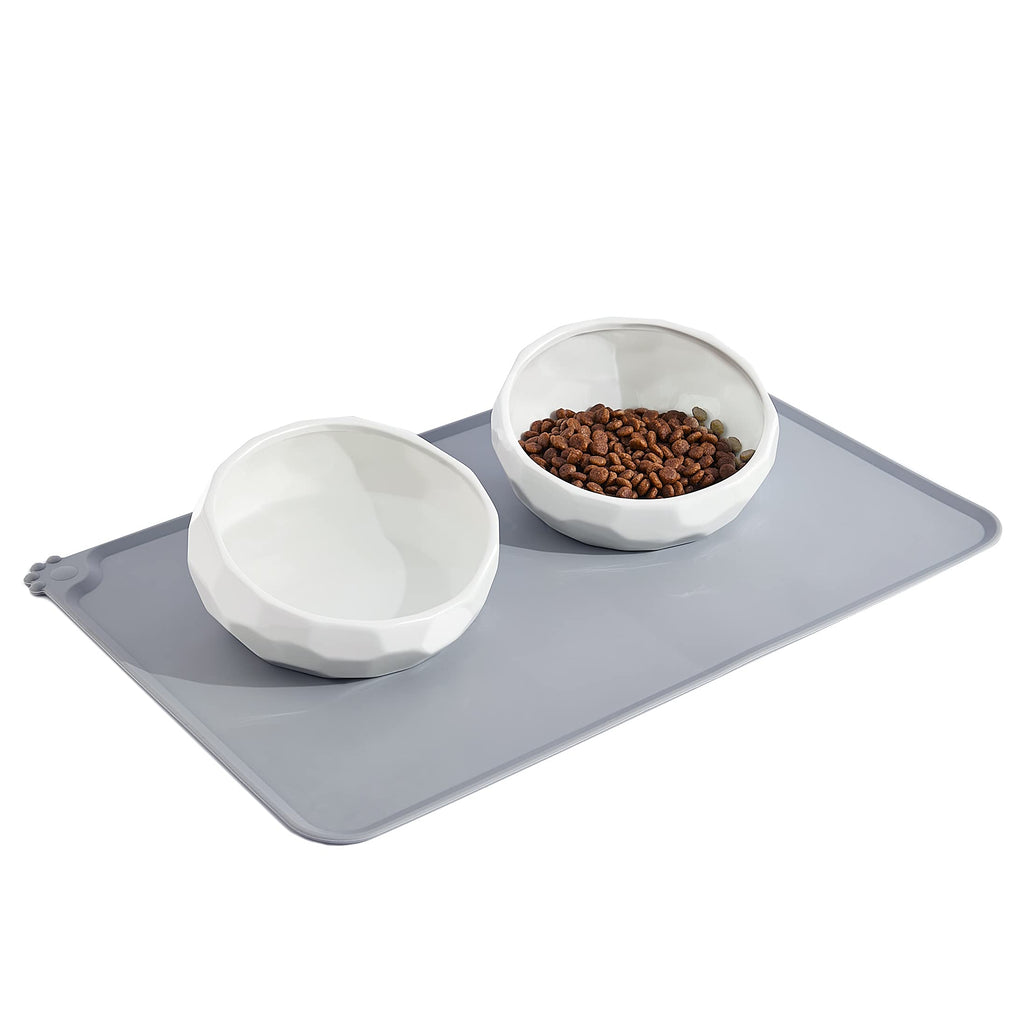 Frewinky Dog Bowls,Ceramic Dog-Food Bowl and Water Bowl Set for Small Size Dogs and Cats ,No Spill Non Skid Dog Bowl Mat and Tilted Double Pet Bowls,Set of 3,20 Oz 20 oz - PawsPlanet Australia