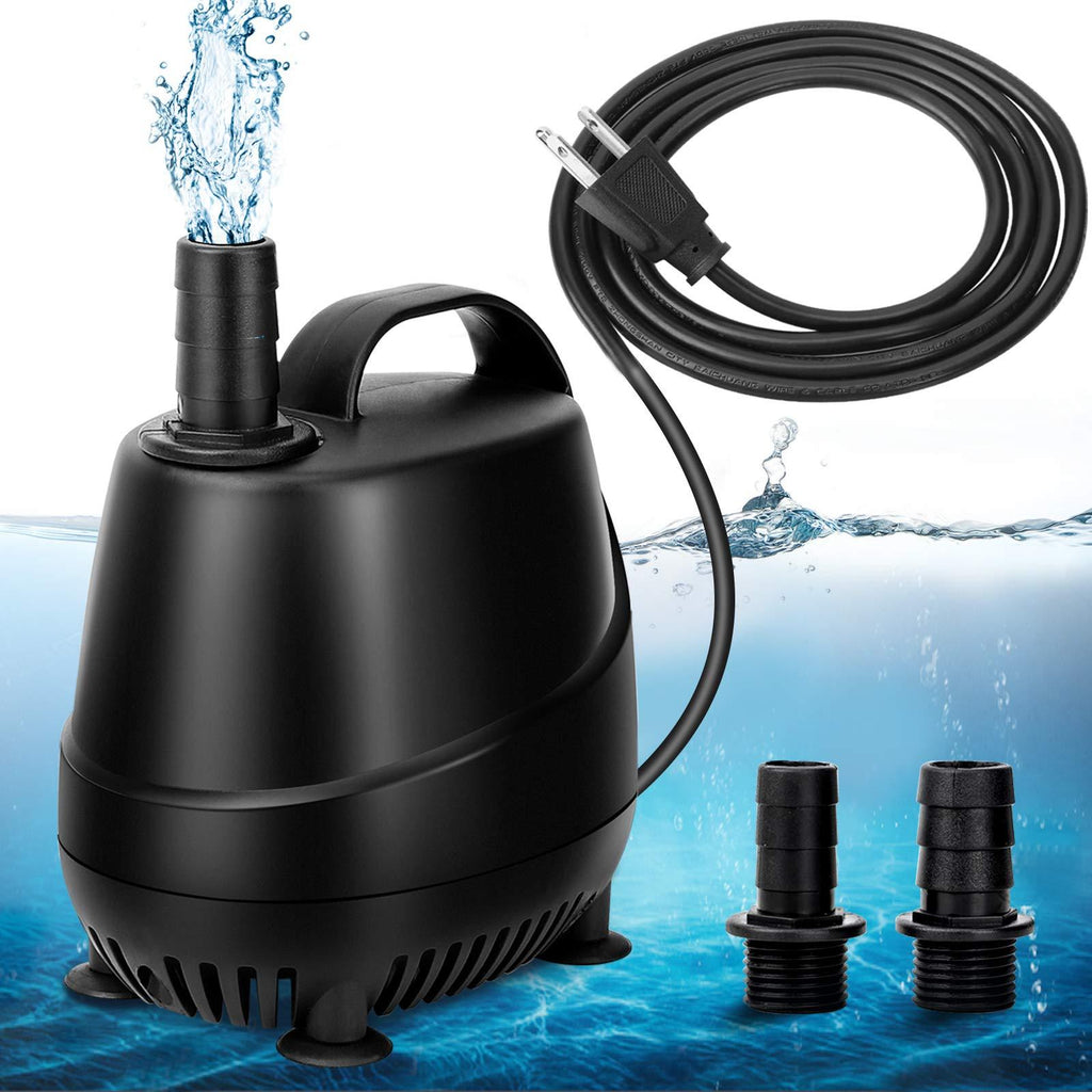 AQQA 265-920GPH Aquarium Submersible Water Pump with 2 Nozzles, Fountain Pump for Water Removal and Drainage Sump Cleaning for Aquarium, Pond, Fish Tank, Hydroponics, Backyard (20W) 20W - PawsPlanet Australia