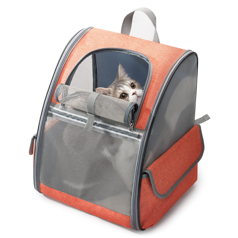 HIPIPET Cat Backpack Ventilated and Breathable with Treat Pockets for Travel Hiking Outdoor Use Airline Approved for Pet Puppies Small Dogs and Animals - PawsPlanet Australia