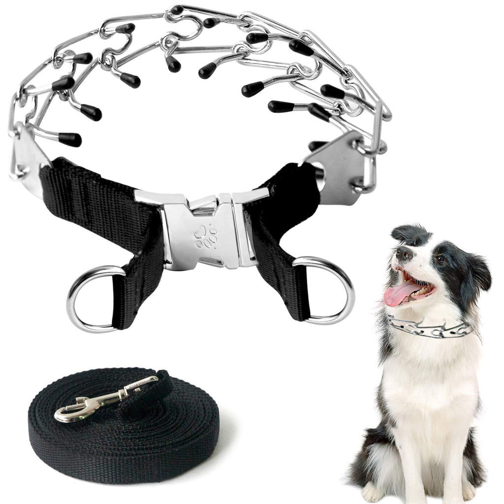 AGJIDSO Dog Prong Collar,Choke Collar for Dogs with Adjustable Stainless Steel Chain with Quick Release Buckle and Comfortable Rubber Head,Dog Training Collar for 14-19" Neck. - PawsPlanet Australia