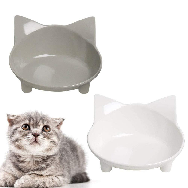 WANTKA Cat Bowl Non Slip Cat Food Bowls, Shallow Cat Pet Bowl Water Bowl Wide Cat Dish Cat Feeding Bowls to Stress Relief of Whisker Fatigue Pet Food & Water Bowls Set of 2 (Safe Food-Grade Material) - PawsPlanet Australia