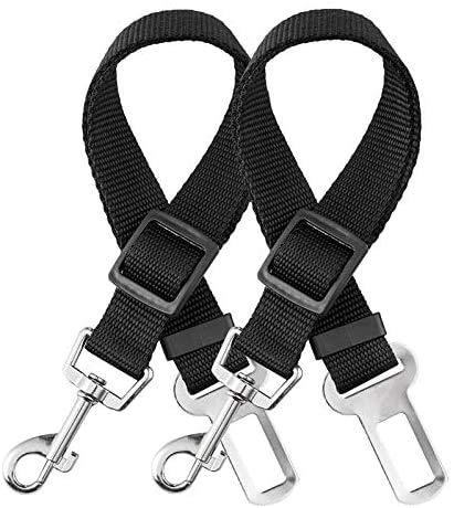 Laucentral 2 Packs Adjustable Pet Dog Cat Car Seat Belt Safety Leads Vehicle Seatbelt Harness, Vehicle Nylon Pet Safety Durable Car Harness Universal Tearproof Belt Adjustable 50-90 cm - PawsPlanet Australia