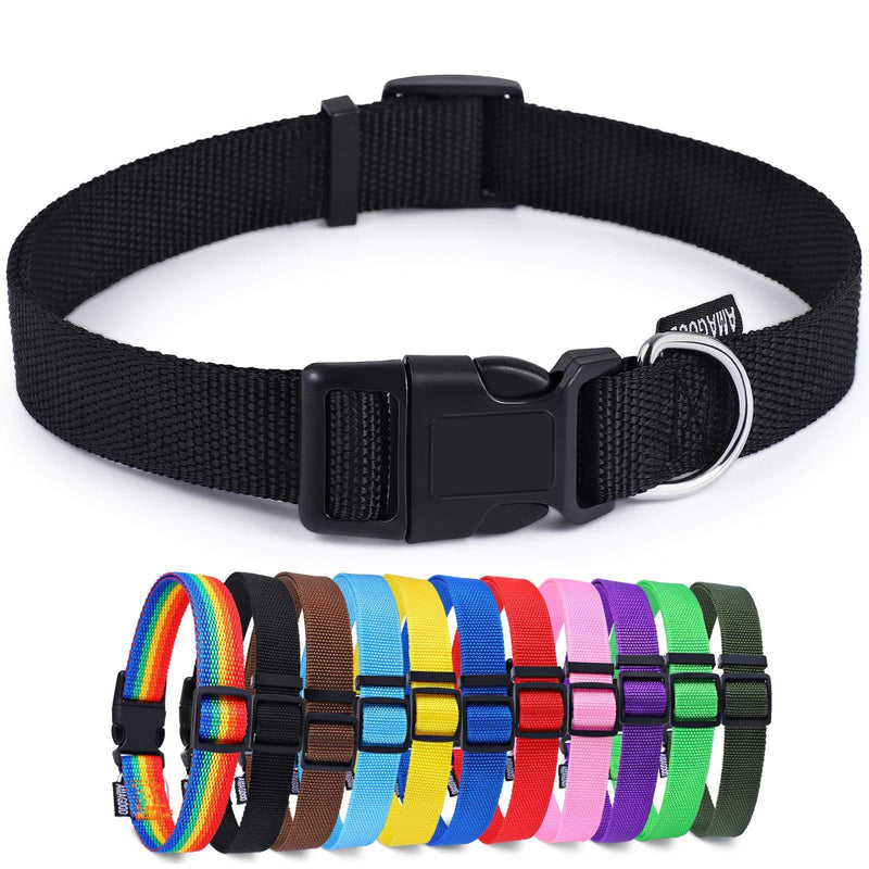 AMAGOOD Dog Collars for Small Medium and Large Dogs,Basic Dog Collars Easy to Use,Available in More 40 Widths and Colors (X-Small (Width 3/8"), Black) X-Small (WIDTH 3/8") - PawsPlanet Australia