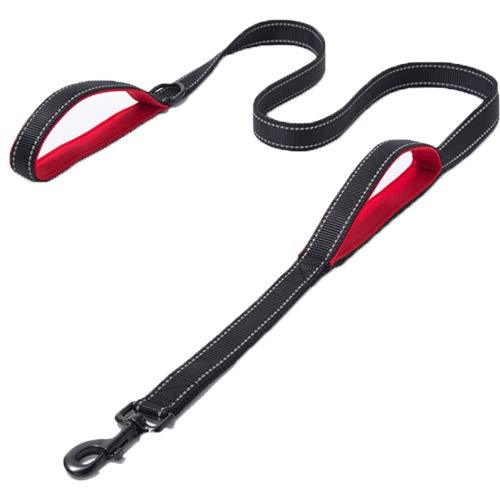 Double Handle Dog Leash 5ft Long,Reflective Dog Leash for Large and Medium Dogs,Heavy Duty Dog Training Leash,Puppy Leash with Two Traffic Padded Handles (5ft, Black-Red) - PawsPlanet Australia