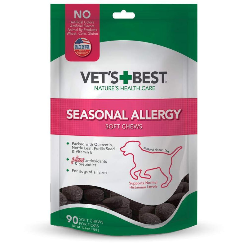 Vet's Best Seasonal Allergy Soft Chew Dog Supplements | Soothes Dogs Skin Irritation Due to Seasonal Allergies 90 Count (Pack of 1) - PawsPlanet Australia