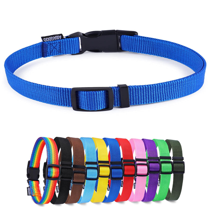 AMAGOOD Pet Essentials 40+ Colors and Size Classic Nylon Adjustable Dog/Cat Collars, for Puppy Small Medium Large Dogs and Cats X-Small (Pack of 1) Blue - PawsPlanet Australia